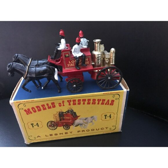 Vtg Matchbox Lesney Models of Yesteryear Y-4 Shand Mason Horse Drawn Fire Engine - Picture 4 of 10